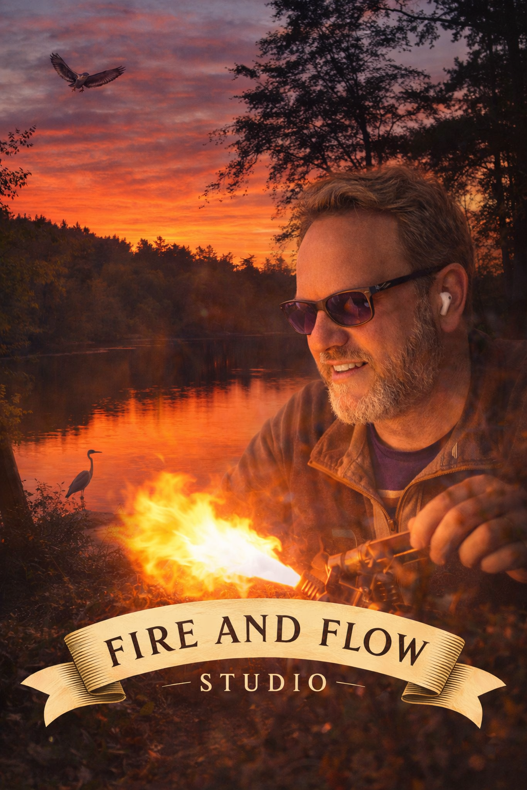 Fire & Flow glass artist at the torch